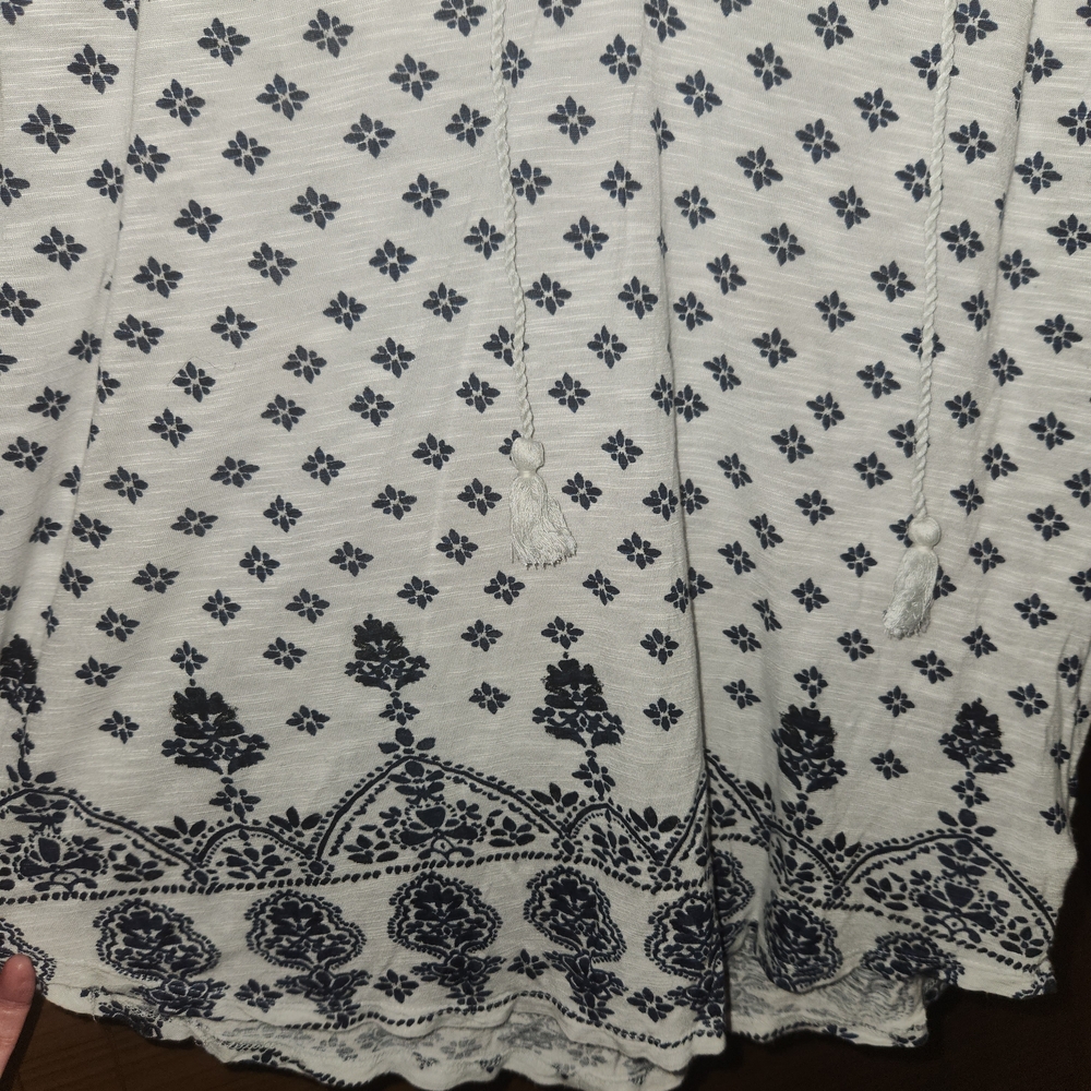🌟Lucky Brand White and Blue Extra Large Blouse - Picture 3 of 9